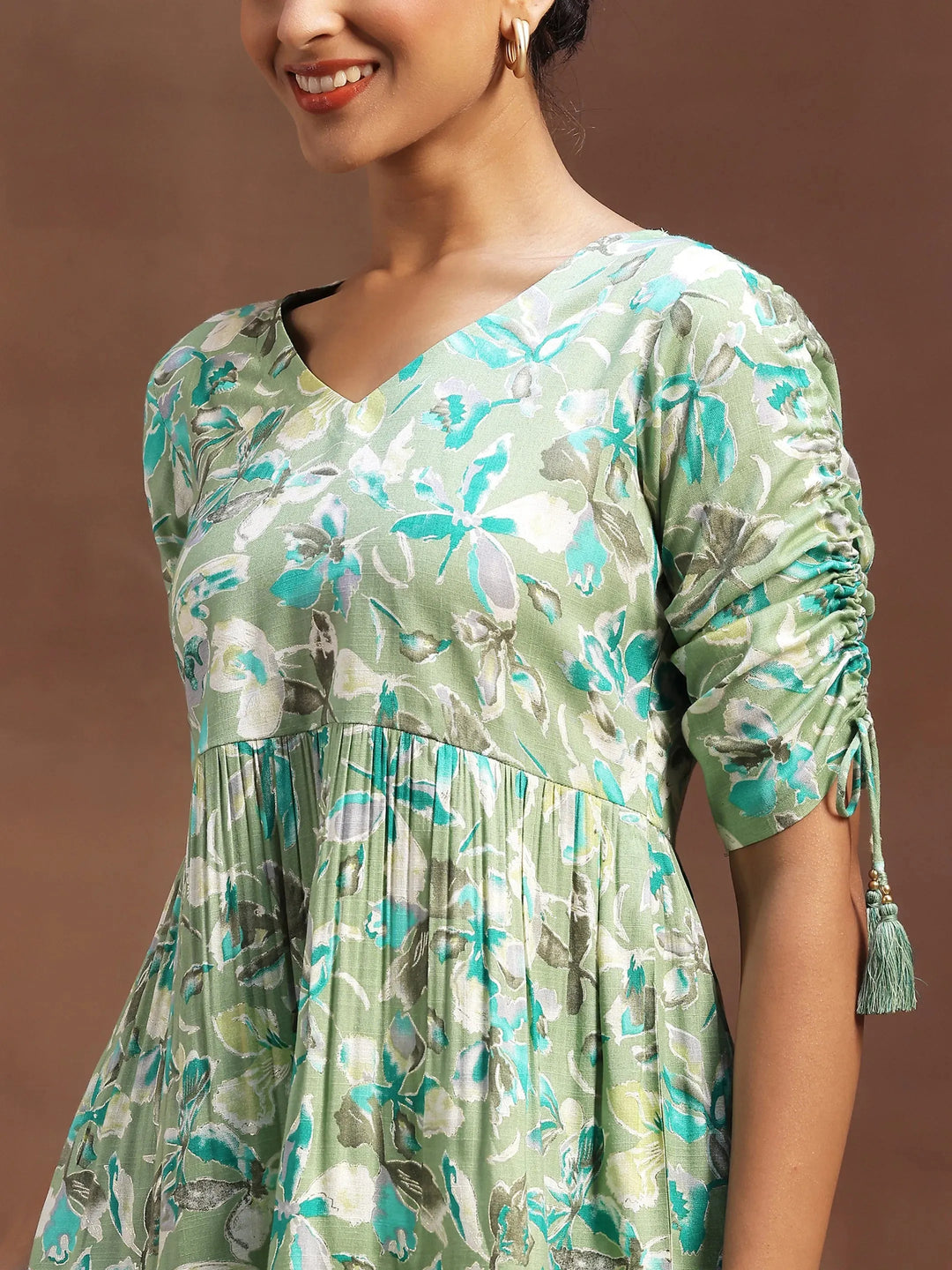  Green Printed Cotton Blend Co-Ords 