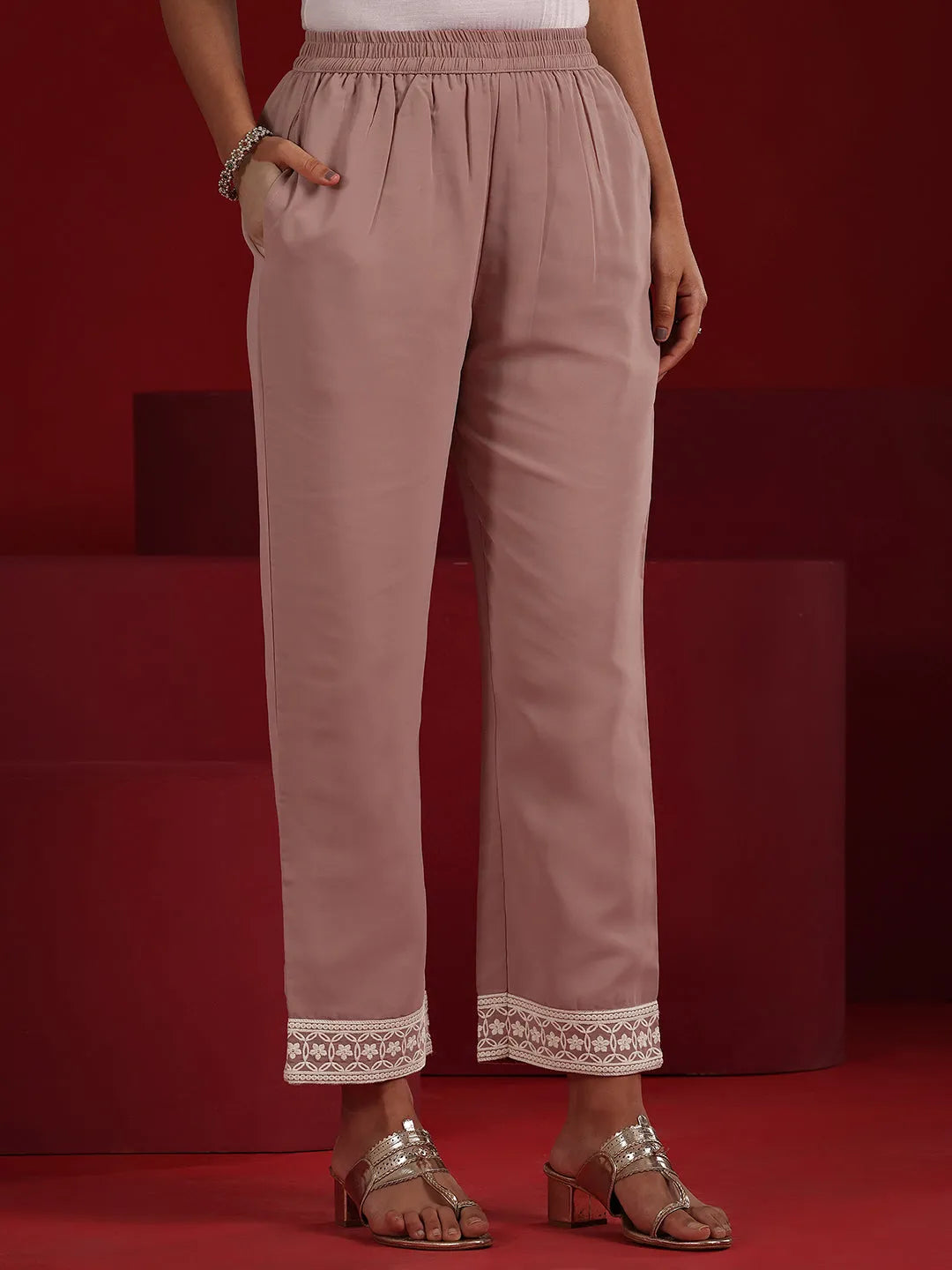  Libas Art Pink Embroidered Georgette Straight Suit Set With Dupatta 