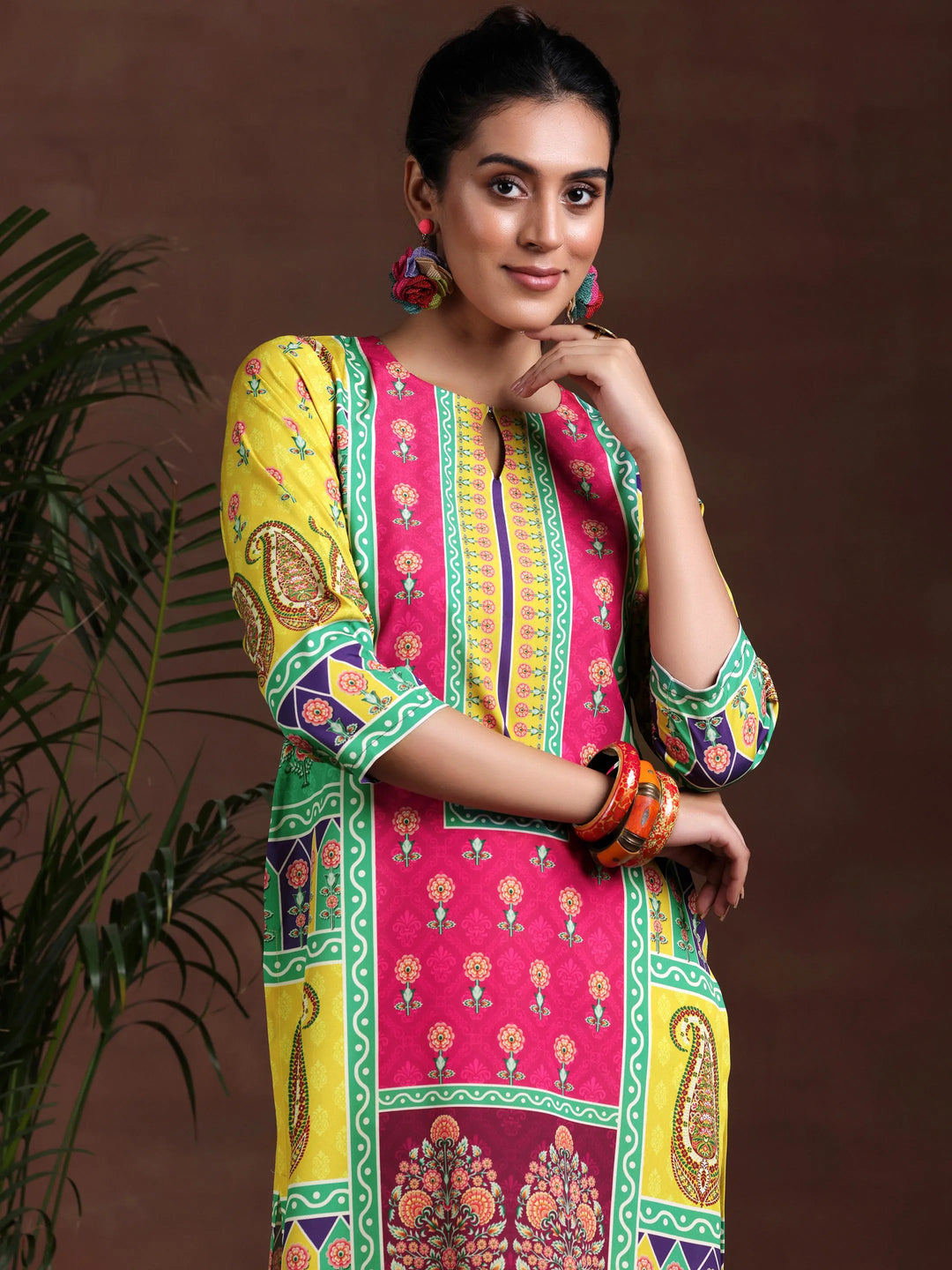  Multi Printed Poly Crepe Straight Suit With Dupatta 