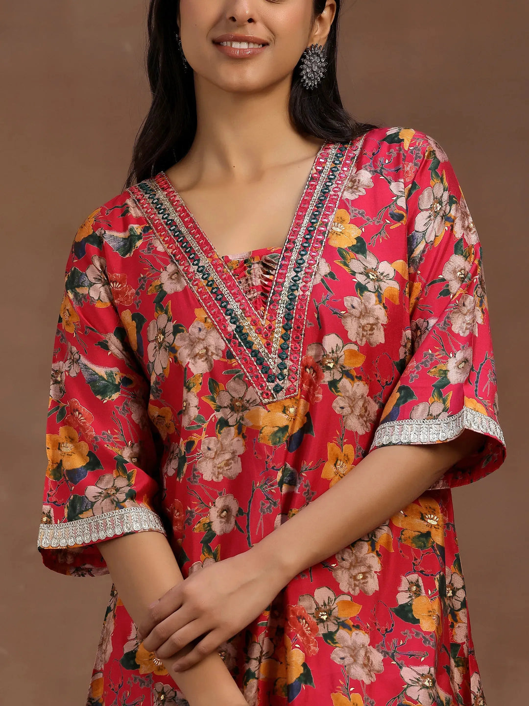  Pink Printed Silk Blend Co-Ords 