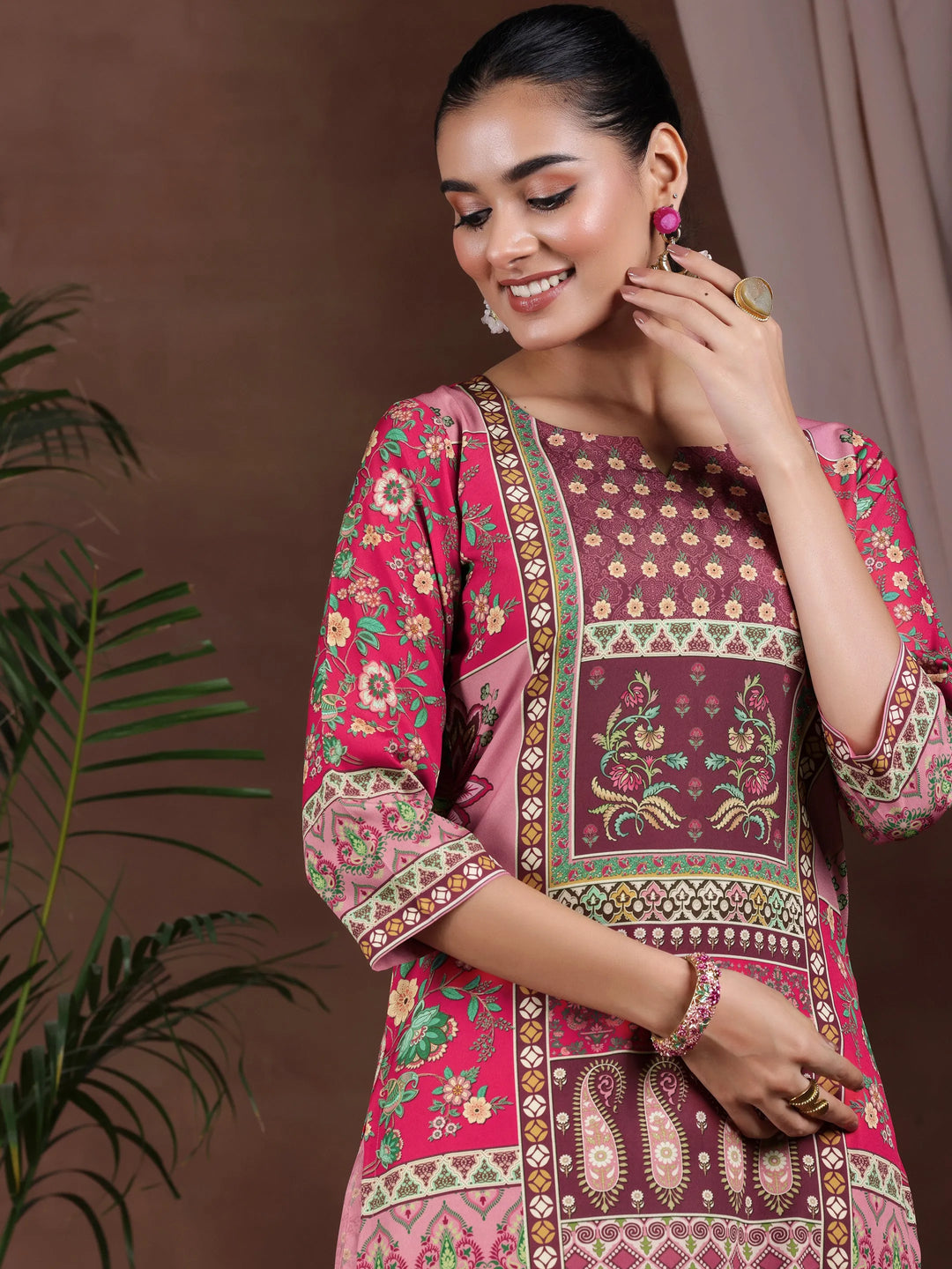  Multi Printed Poly Crepe Straight Suit With Dupatta 