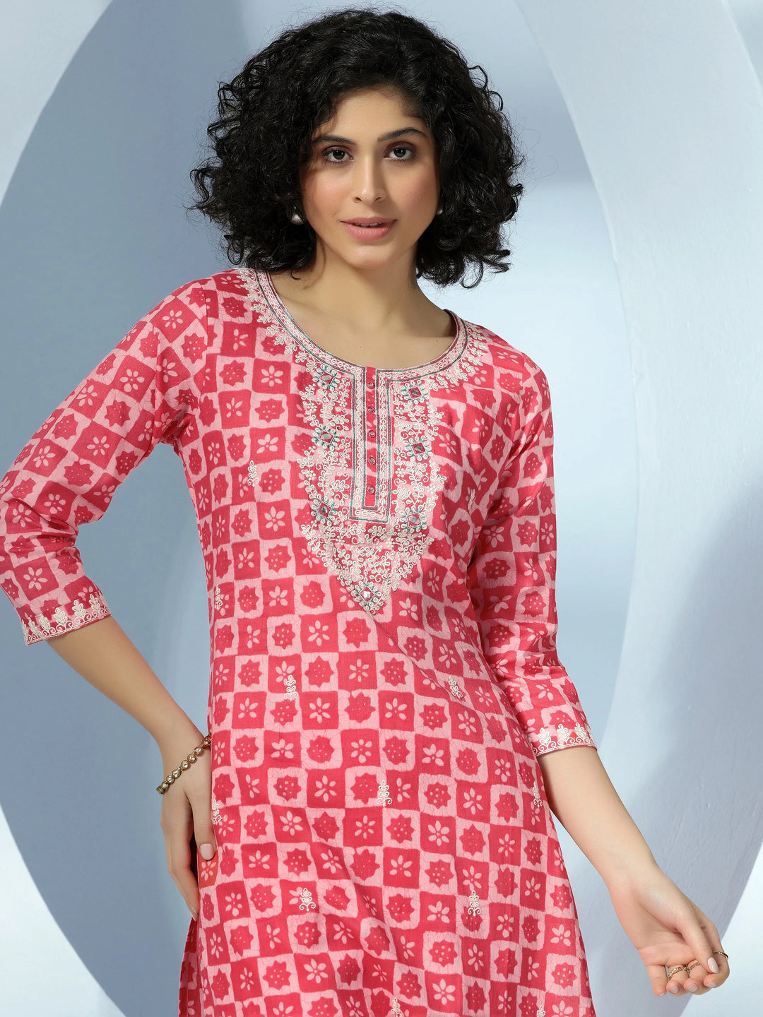  Coral Printed Cotton Straight Suit With Dupatta 