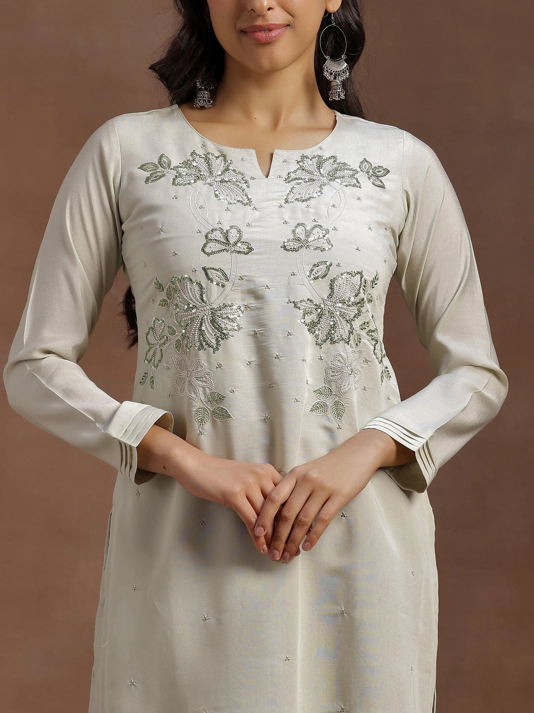 Green Yoke Design Silk Blend Straight Suit With Dupatta - Libas 