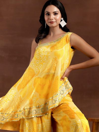 Naaz Yellow Printed Silk Blend Co-Ords - Libas