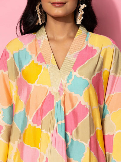 Multicoloured Printed Silk Blend Co-Ords - Libas