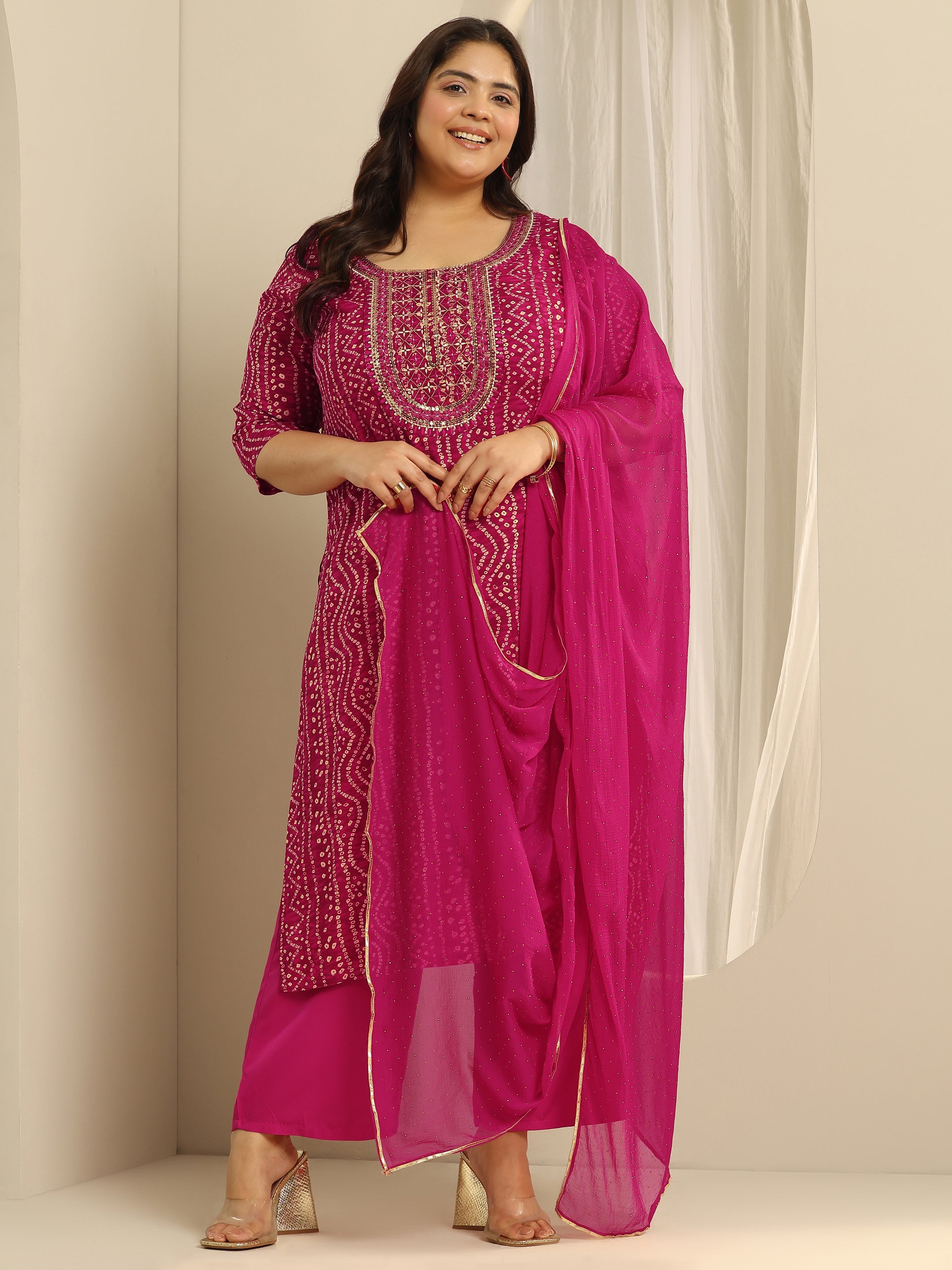 libas Plus Size Pink Printed Viscose Straight Suit Set With Dupatta-picture-31