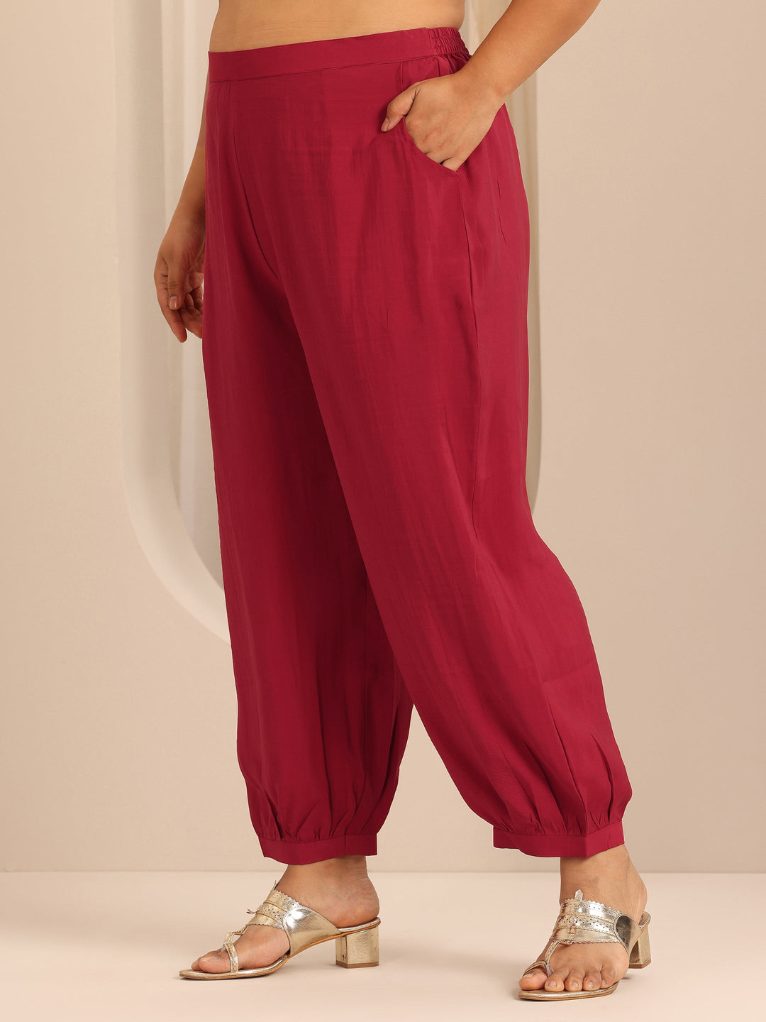  Plus Size Red Yoke Design Silk Blend Straight Suit Set With Dupatta 