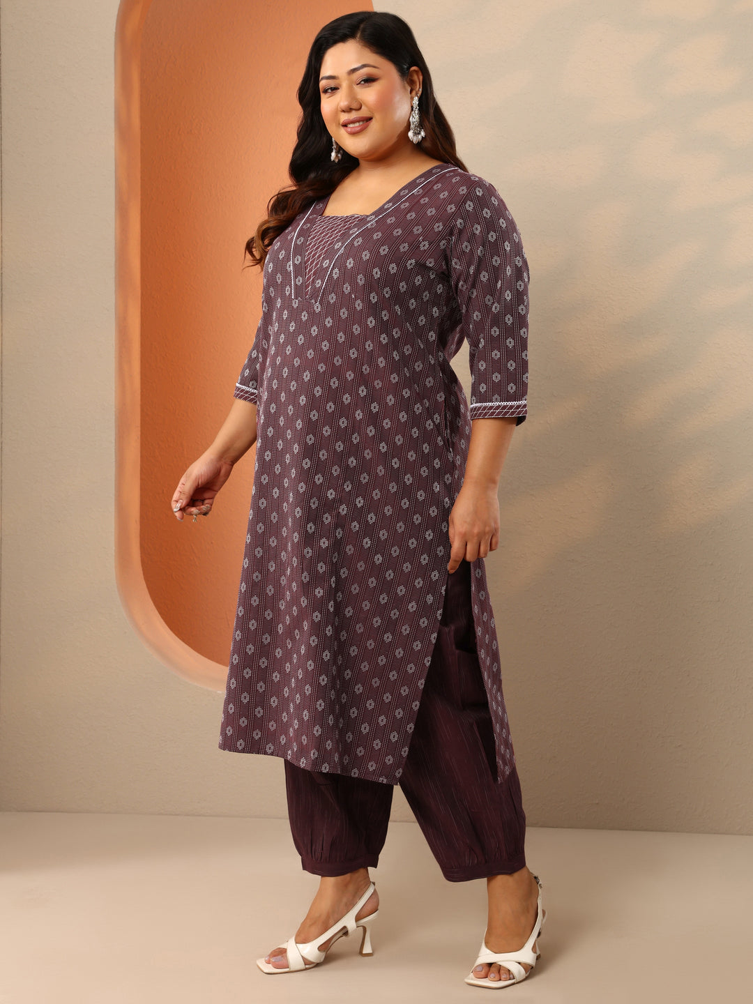  Plus Size Maroon Woven Design Cotton Blend Straight Suit Set With Dupatta 