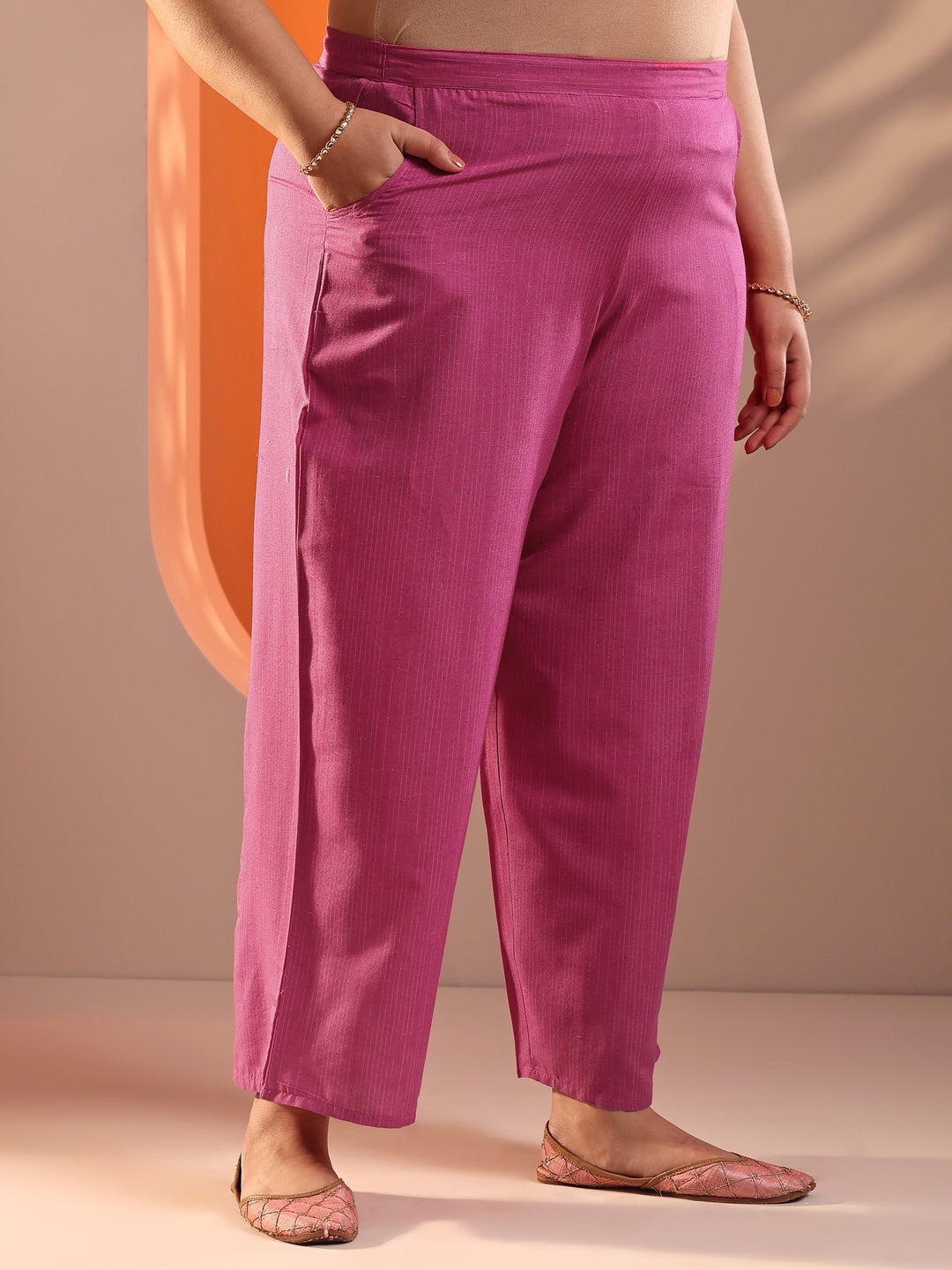  Plus Size Pink Woven Design Cotton Blend Straight Suit Set With Dupatta 