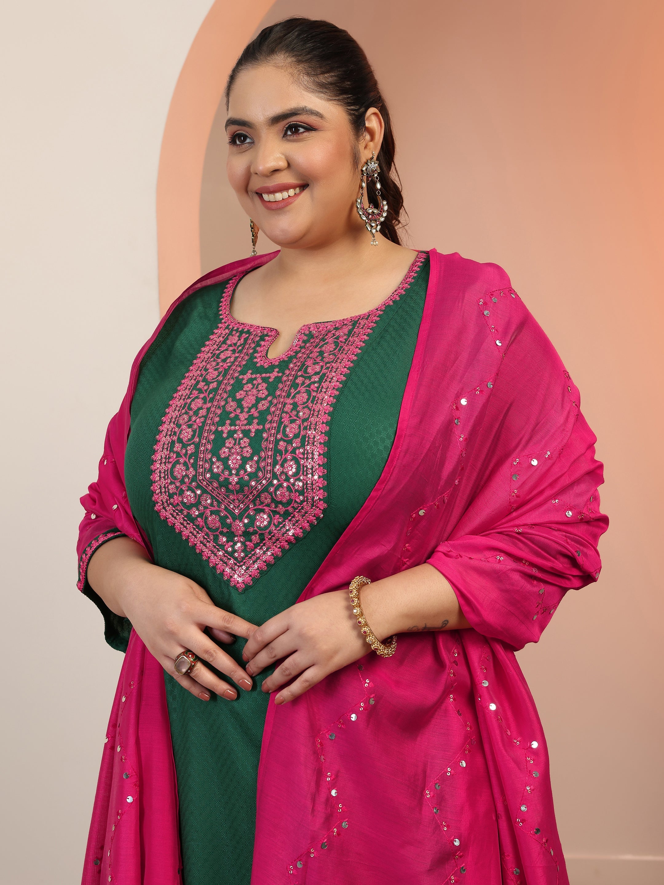 libas Plus Size Green Woven Design Rayon Straight Suit Set With Dupatta-picture-27