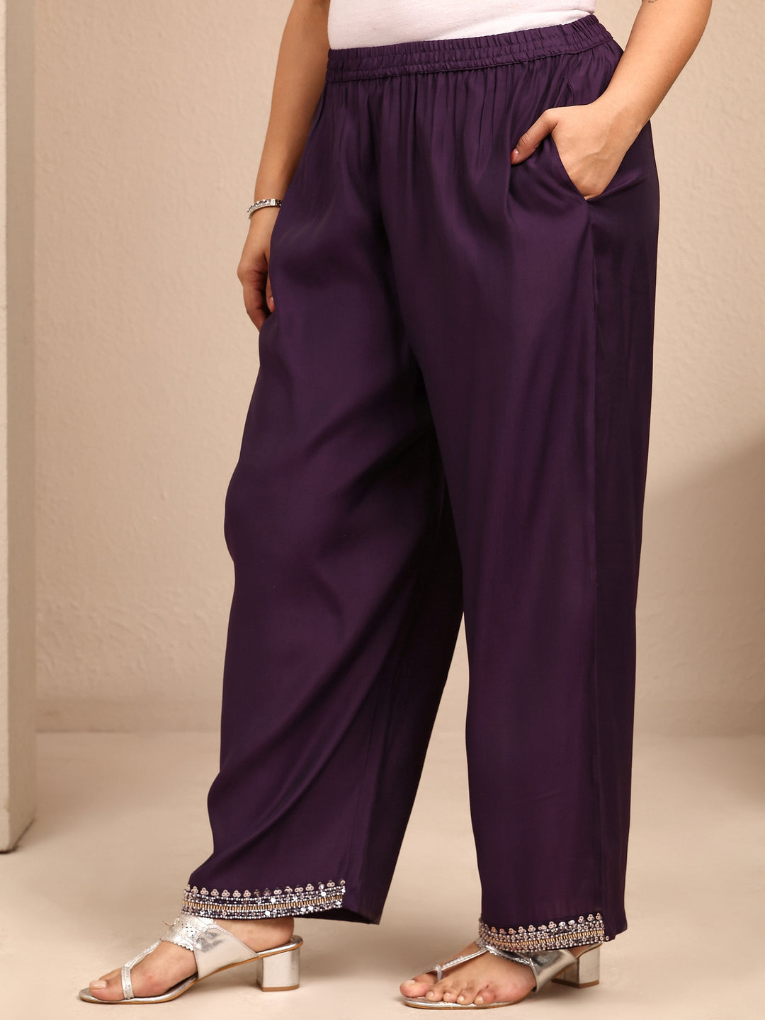  Plus Size Burgundy Embroidered Plus Size Clothing Silk Blend Straight Suit Set With Dupatta 
