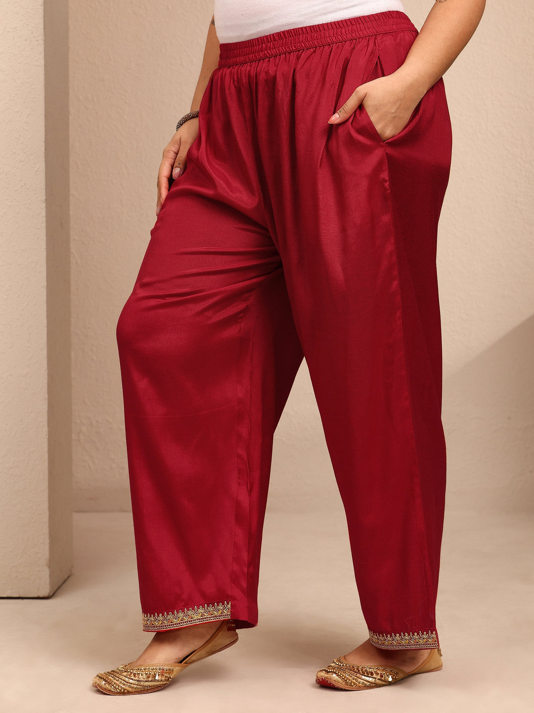  Plus Size Red Embroidered Plus Size Clothing Organza Straight Suit Set With Dupatta 