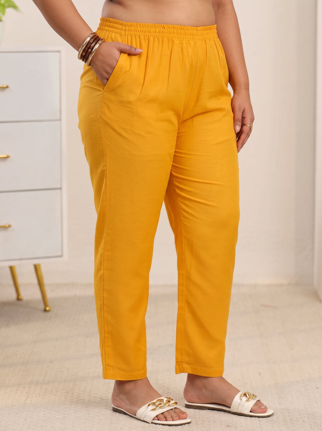  Plus Size Mustard Floral Printed Muslin Straight Suit Set 