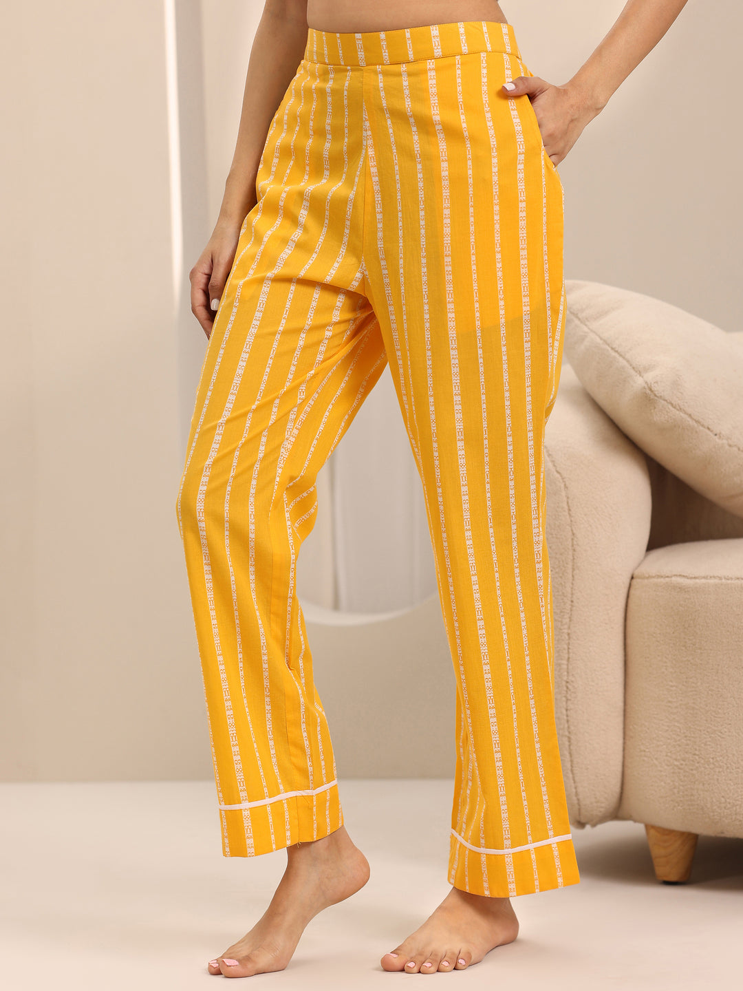  Yellow Printed Cotton Night Suits 