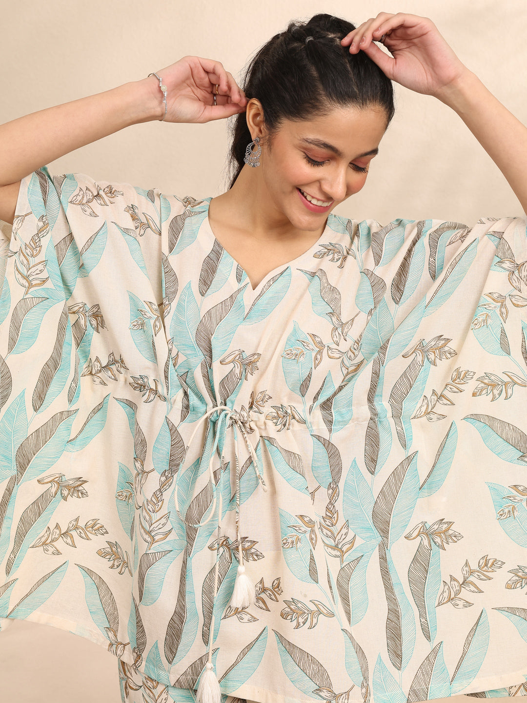  Off White Printed Cotton Night Suit 