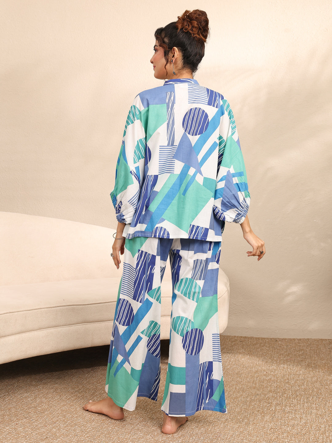  Multi Printed Cotton Night Suit 