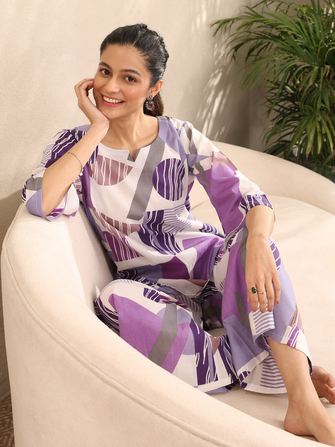  Multi Printed Cotton Night Suit 