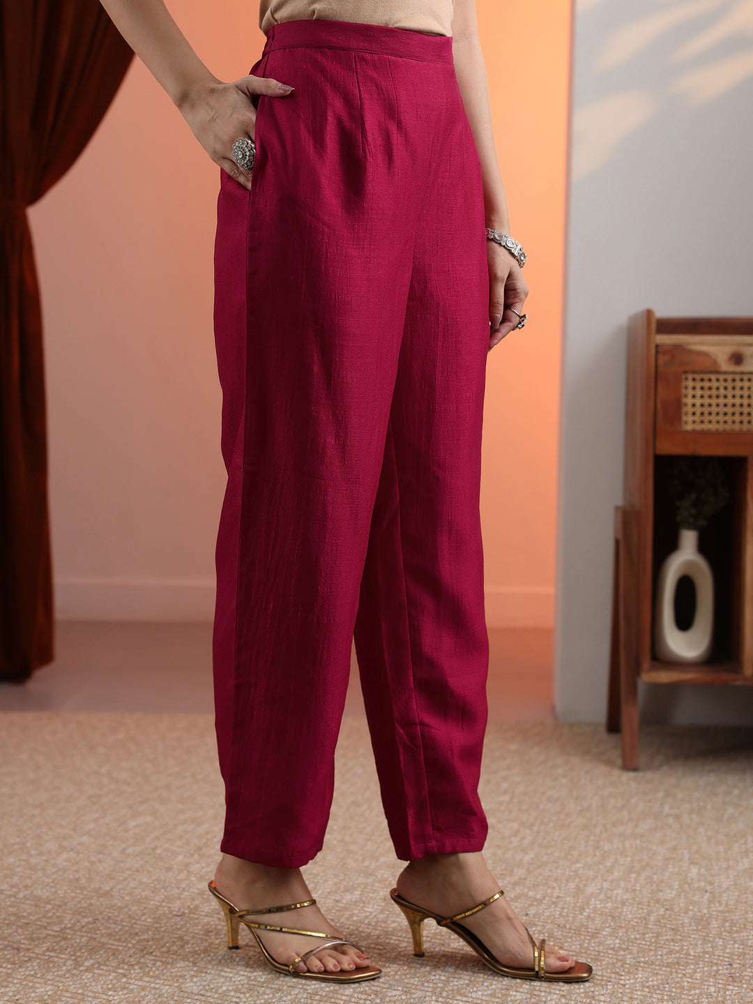  Pink Embroidered Chinon Straight Suit Set With Dupatta 