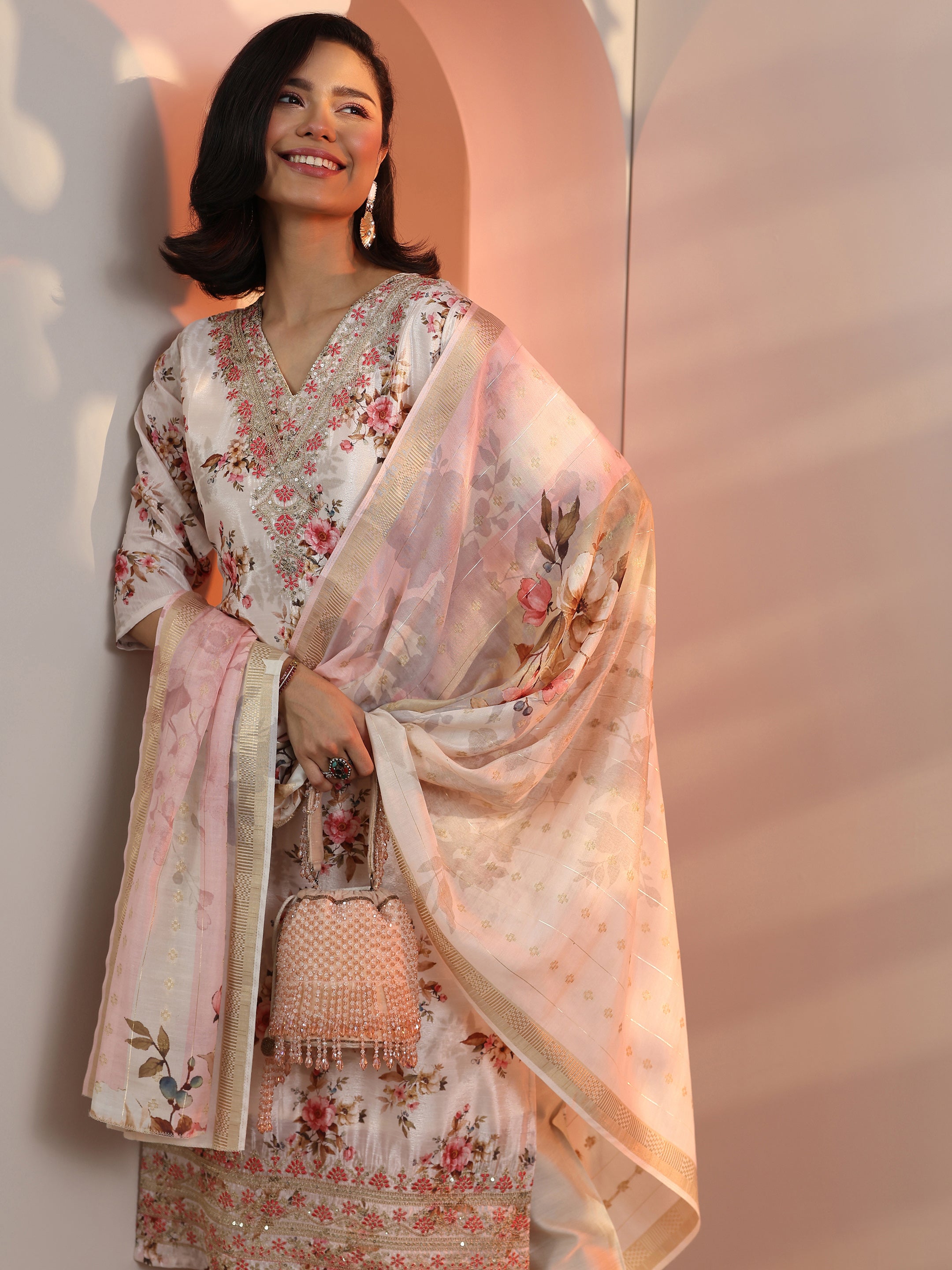 libas Off White Embroidered Chinon Straight Suit Set With Dupatta-picture-44