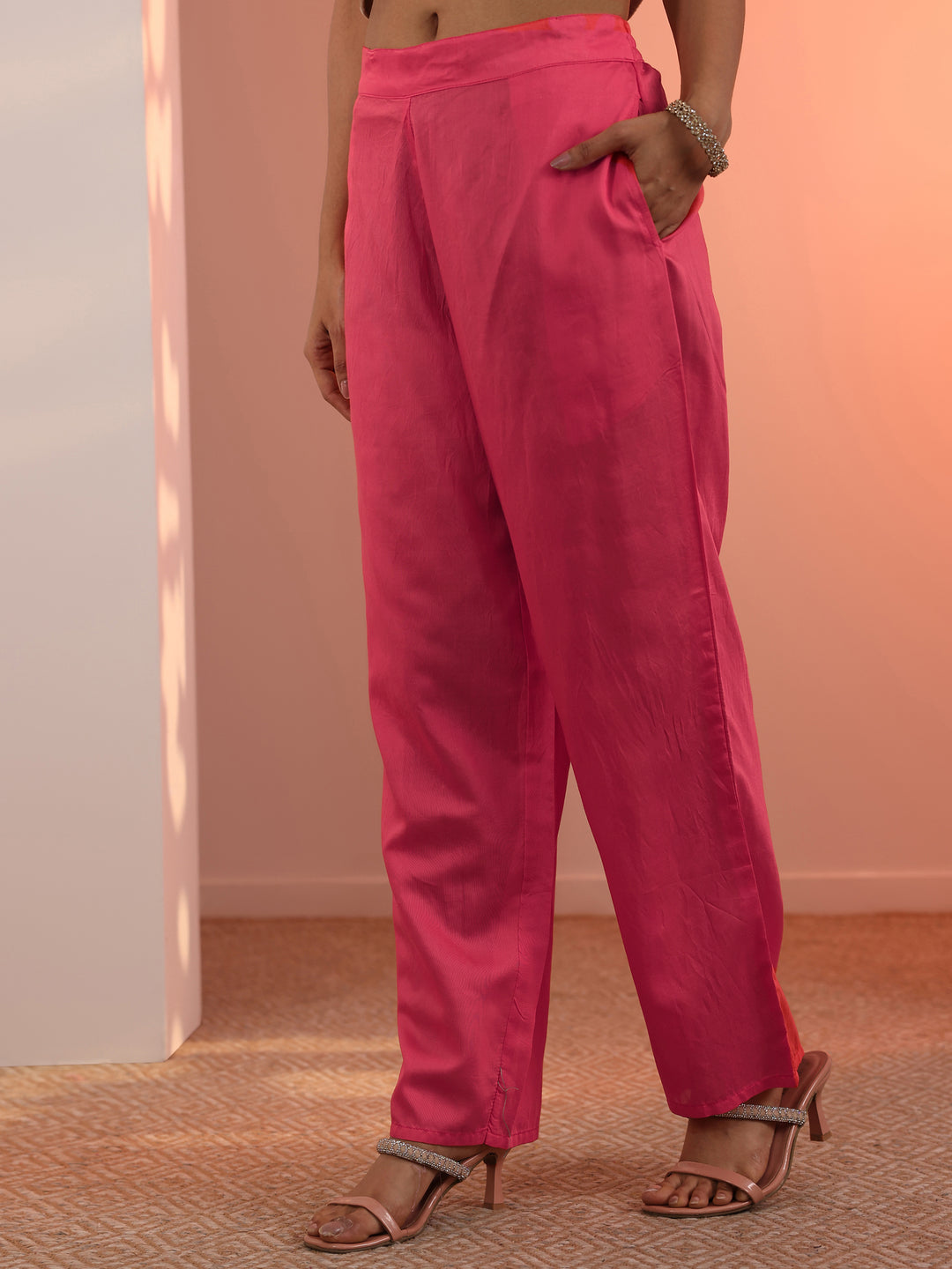  Orange Printed Silk Blend Straight Suit Set With Dupatta 