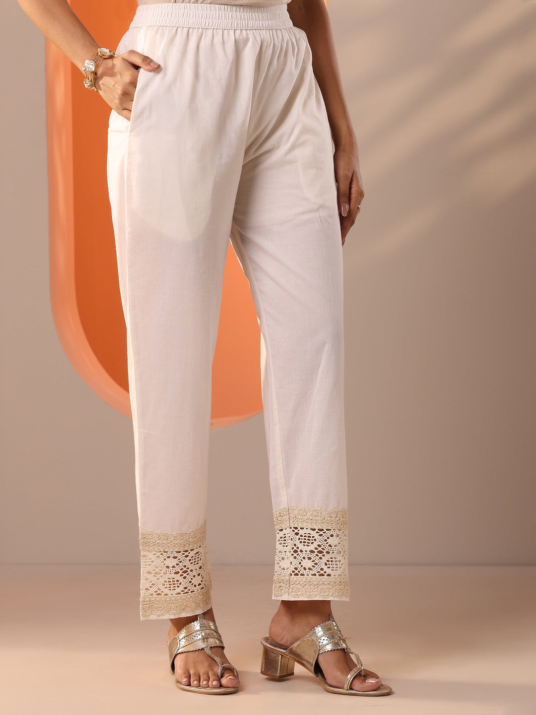  Libas Art Off White Embroidered Silk Blend Straight Suit Set With Dupatta 