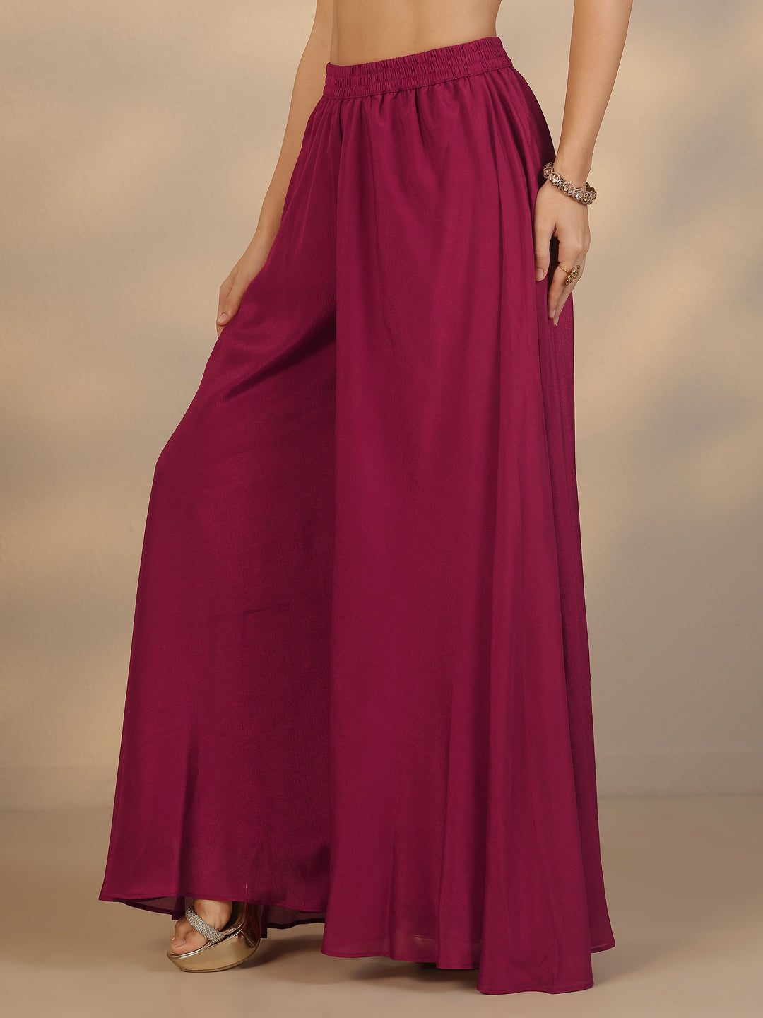  Libas Art Maroon Embroidered Silk Blend Straight Suit Set With Dupatta 