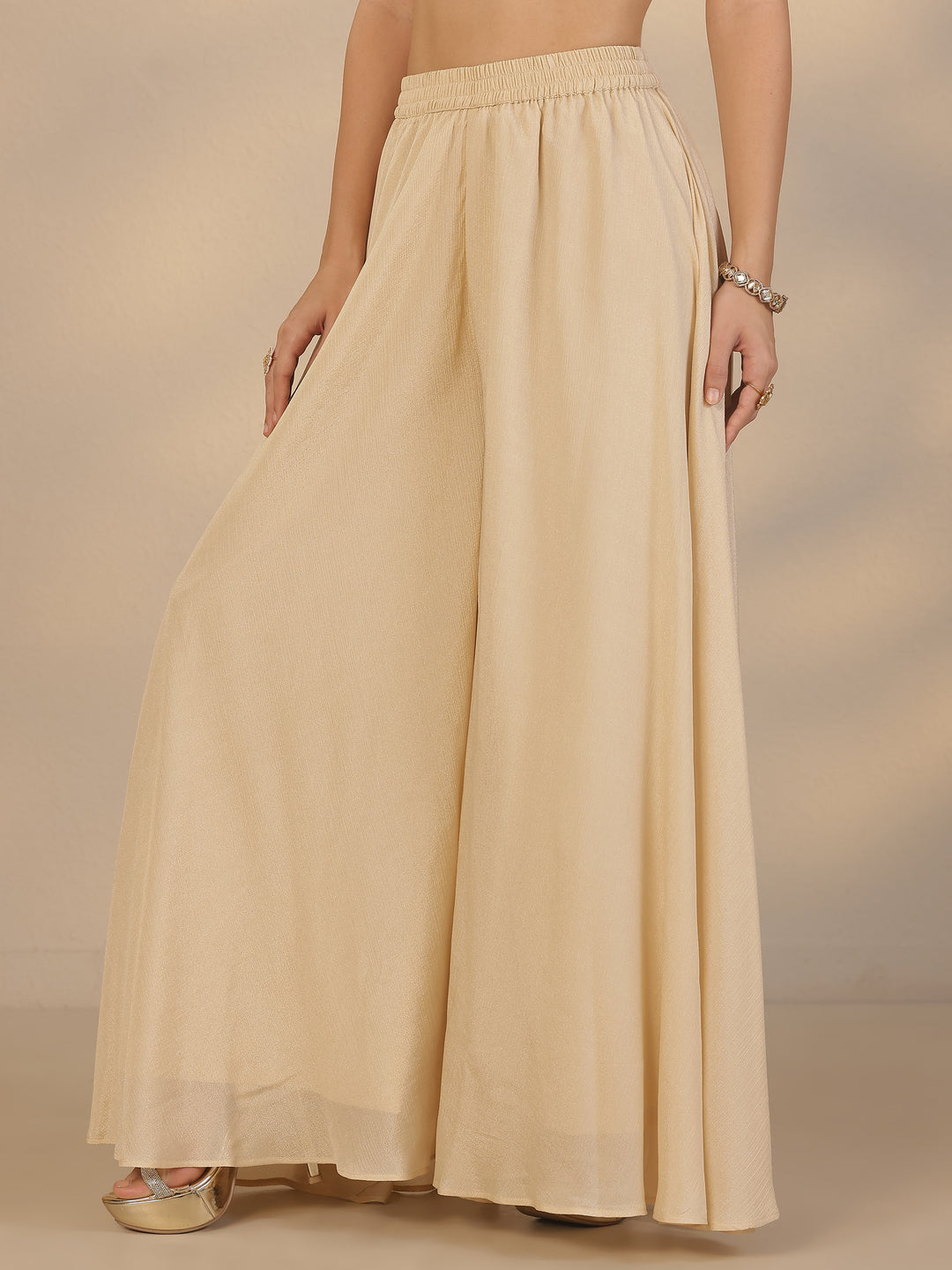  Libas Art Gold Embroidered Silk Blend Straight Suit Set With Dupatta 