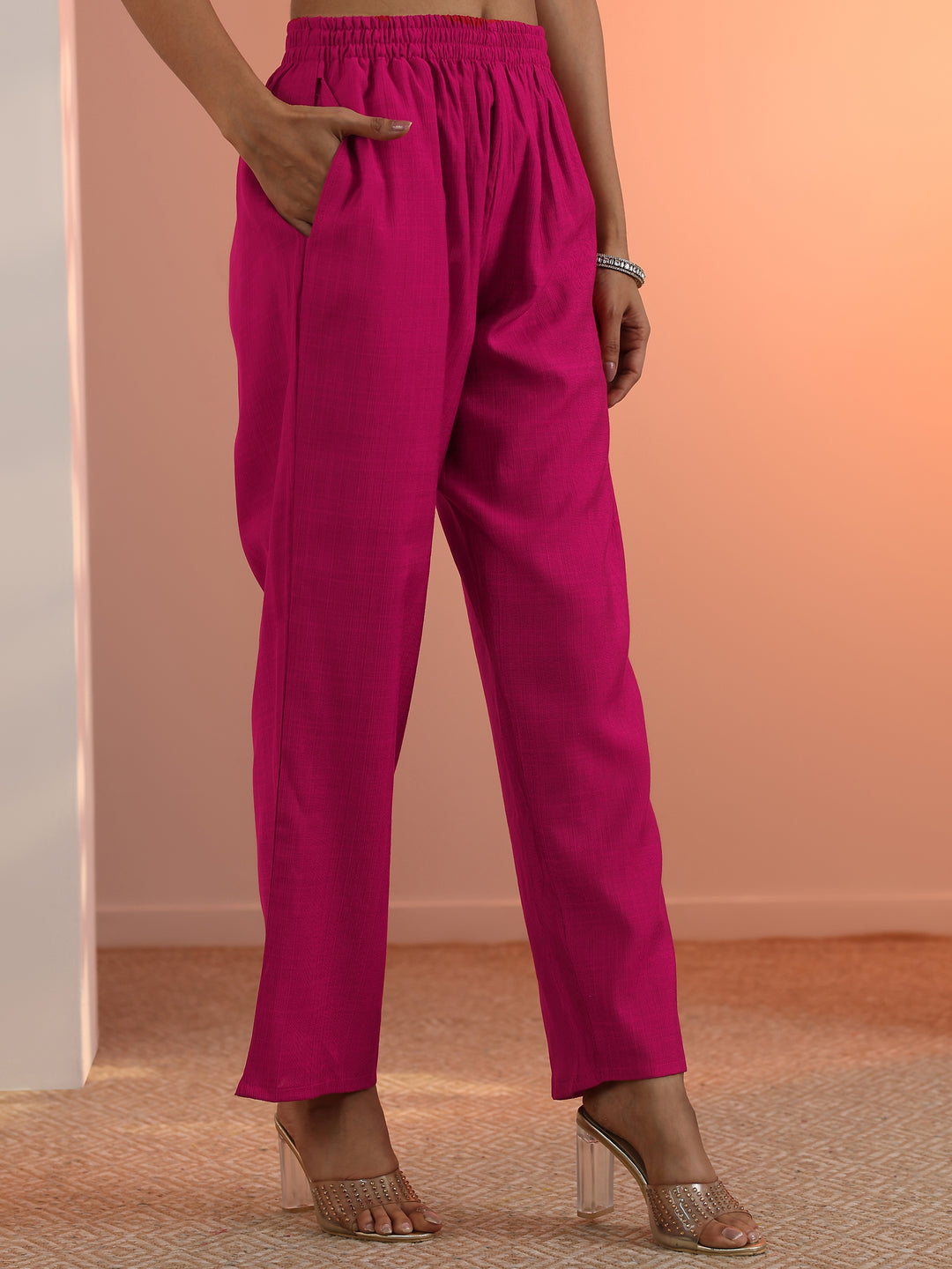  Pink Printed Silk Blend Straight Suit Set With Dupatta 