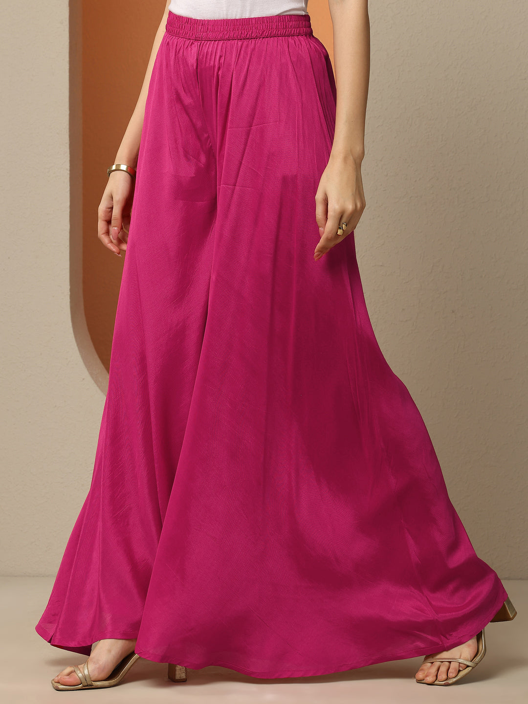  Libas Art Pink Printed Crepe A-Line Kurta Set 