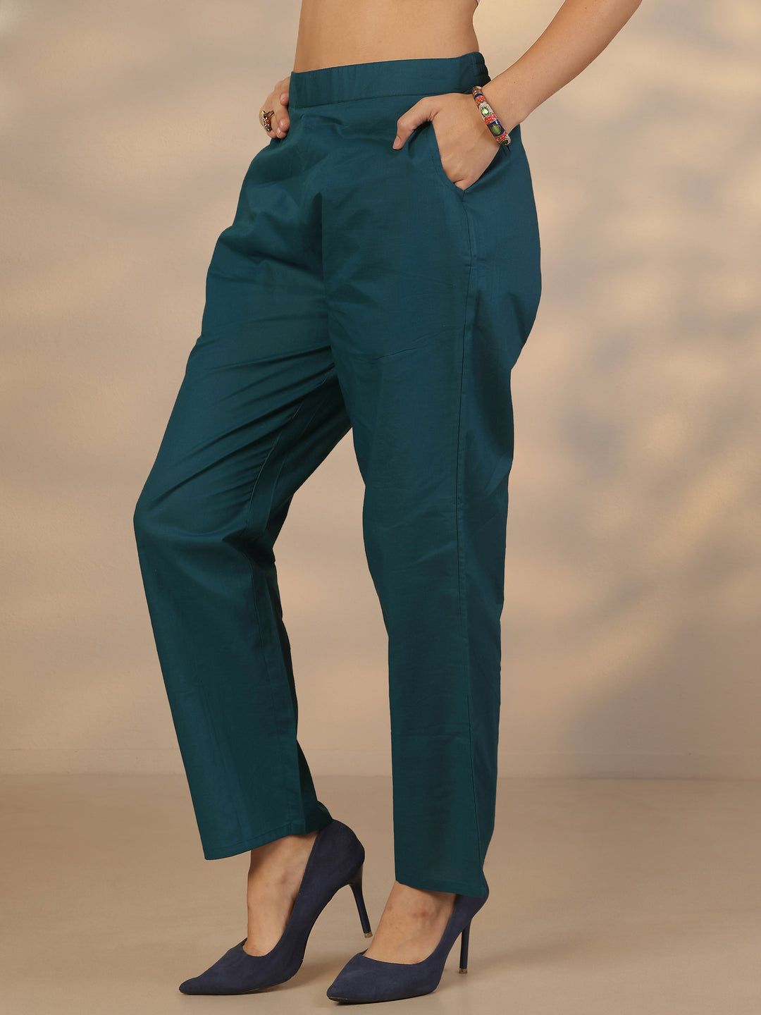  Blue Printed Cotton Straight Suit Set With Dupatta 