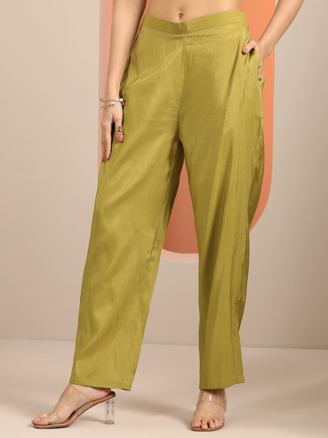  Green Embroidered Silk Blend Straight Suit Set With Dupatta 