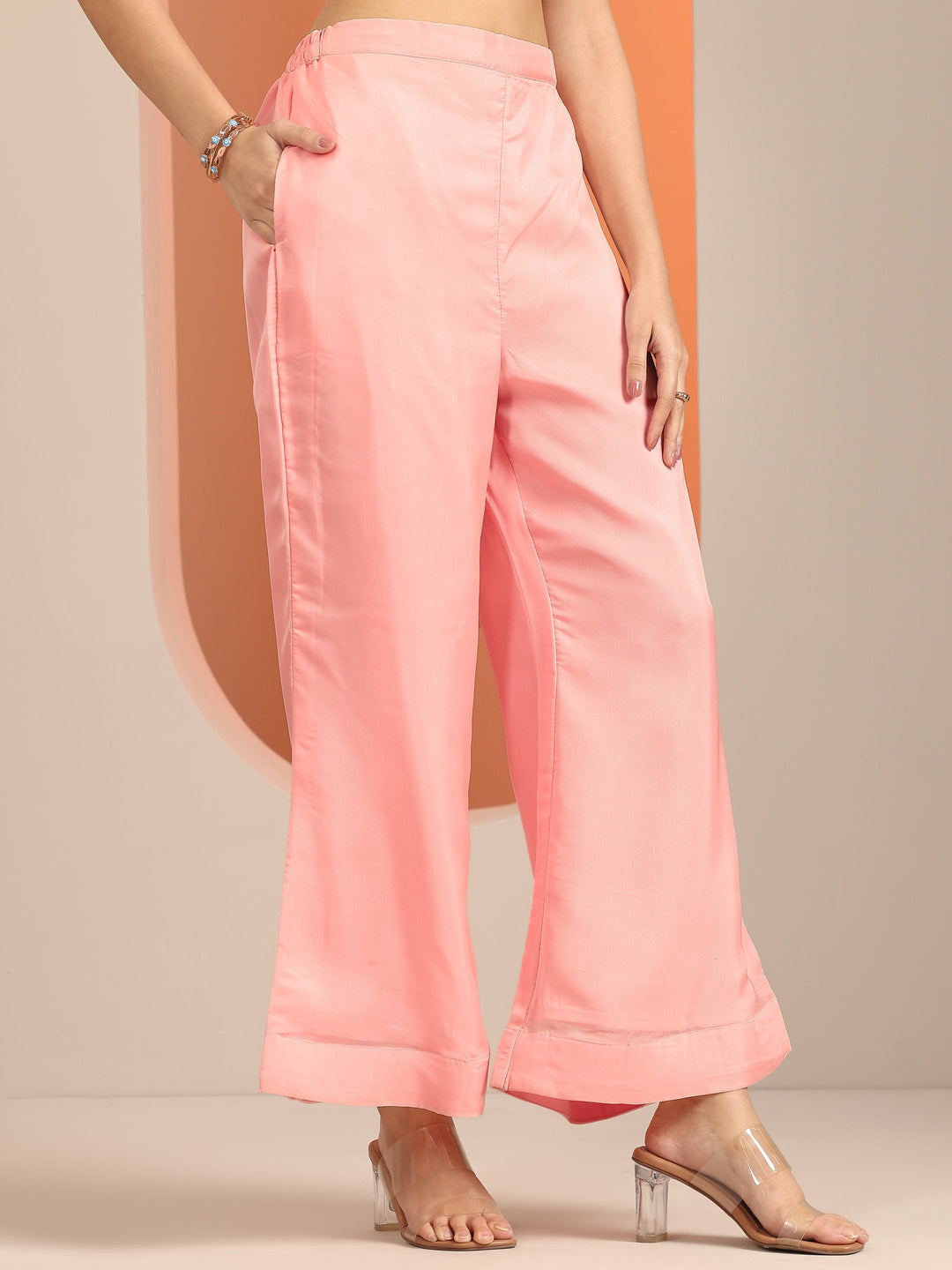 Pink Embroidered Organza Straight Suit Set With Dupatta 