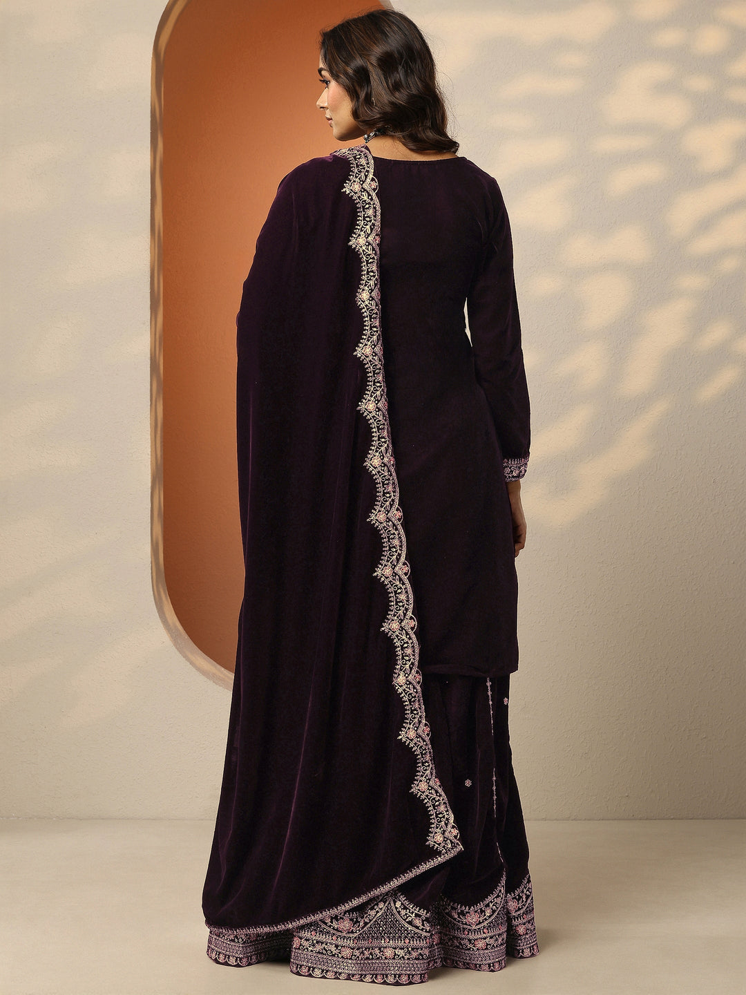  Libas Art Black Embroidered Georgette Straight Suit Set With Dupatta 