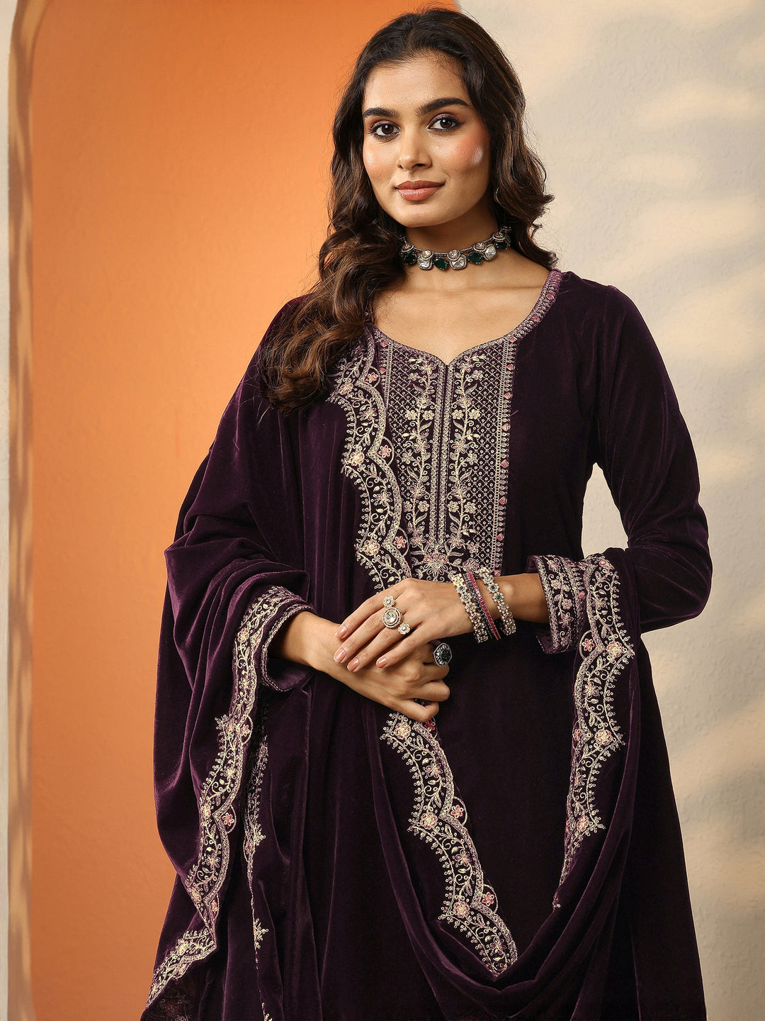  Libas Art Black Embroidered Georgette Straight Suit Set With Dupatta 