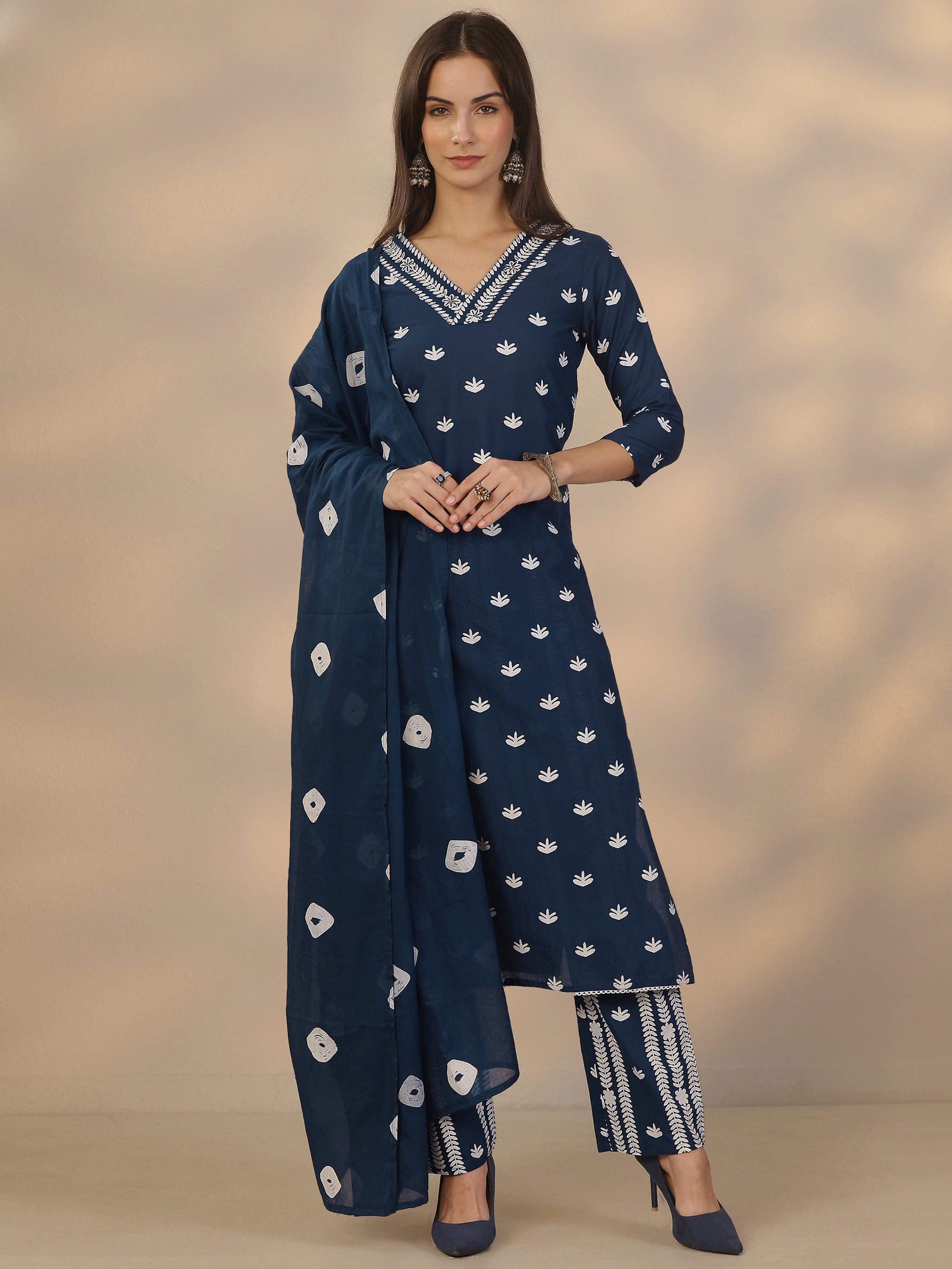 libas Blue Printed Cotton Straight Suit Set With Dupatta-picture-28