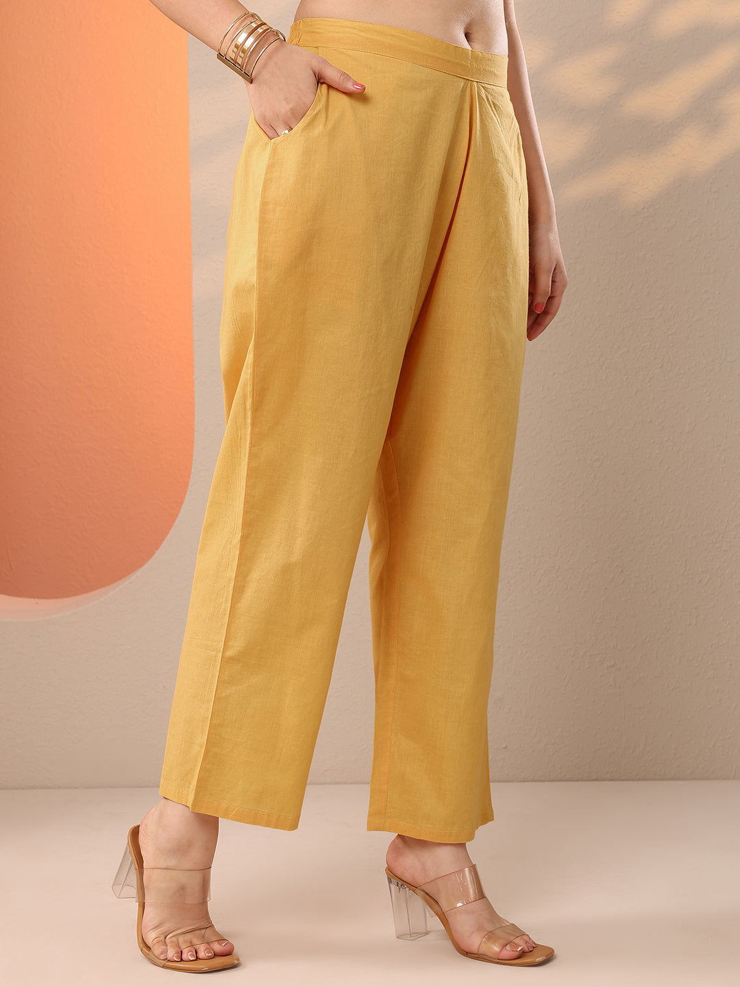  Yellow Embroidered Silk Blend Straight Suit Set With Dupatta 