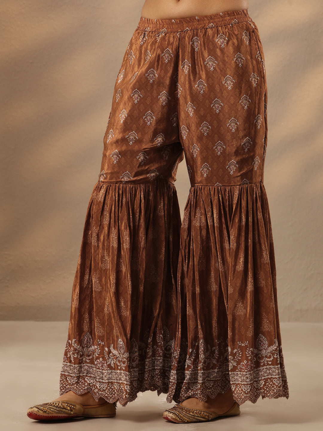  Libas Art Rust Embellished Crepe Suit Set With Dupatta 