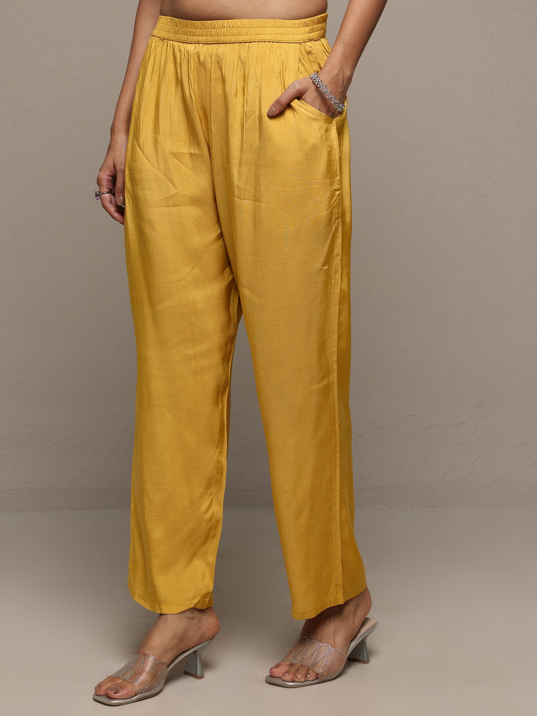  Mustard Printed Chinon Straight Suit Set With Dupatta 