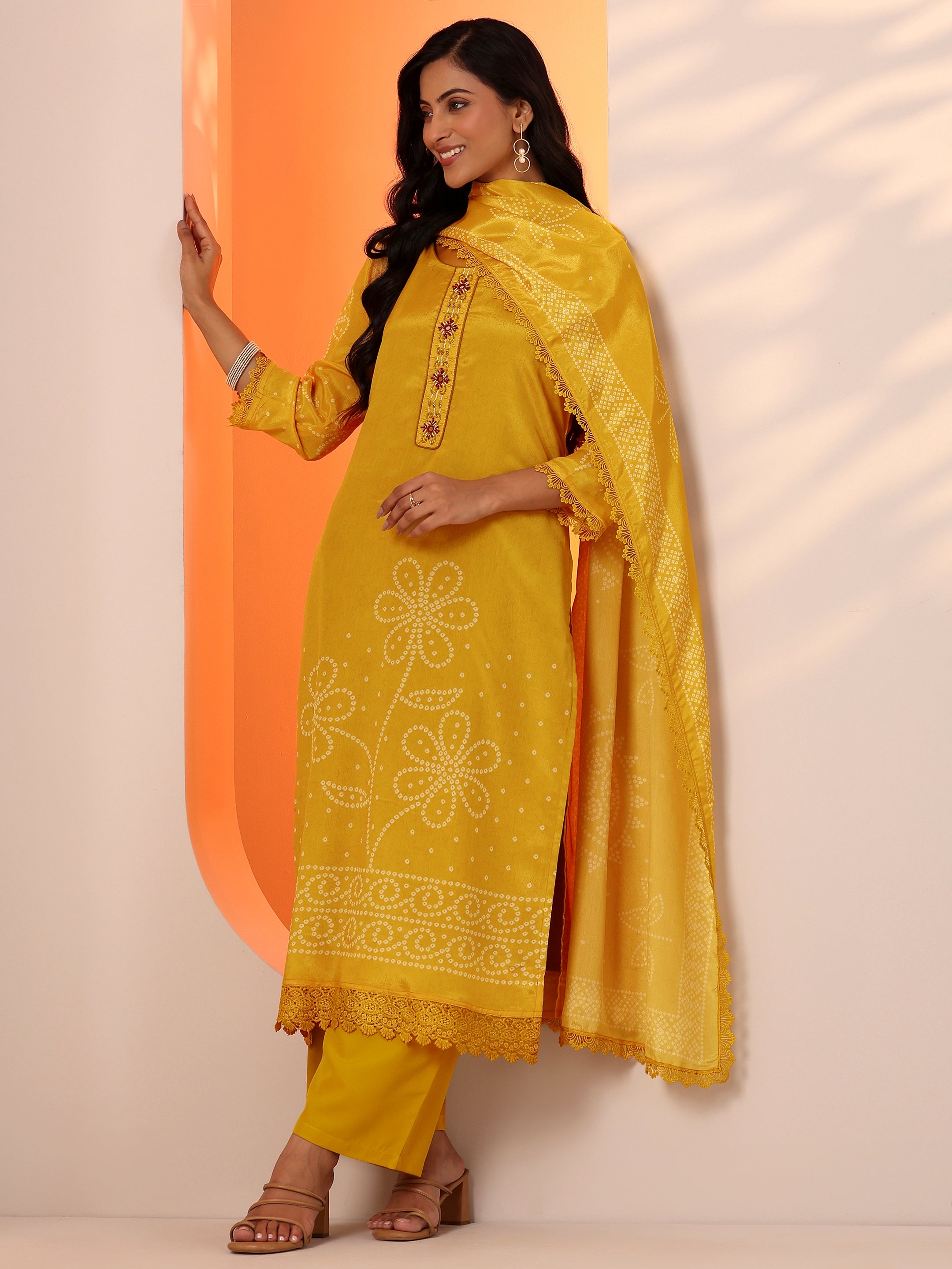 libas Mustard Printed Chinon Straight Suit Set With Dupatta-picture-53