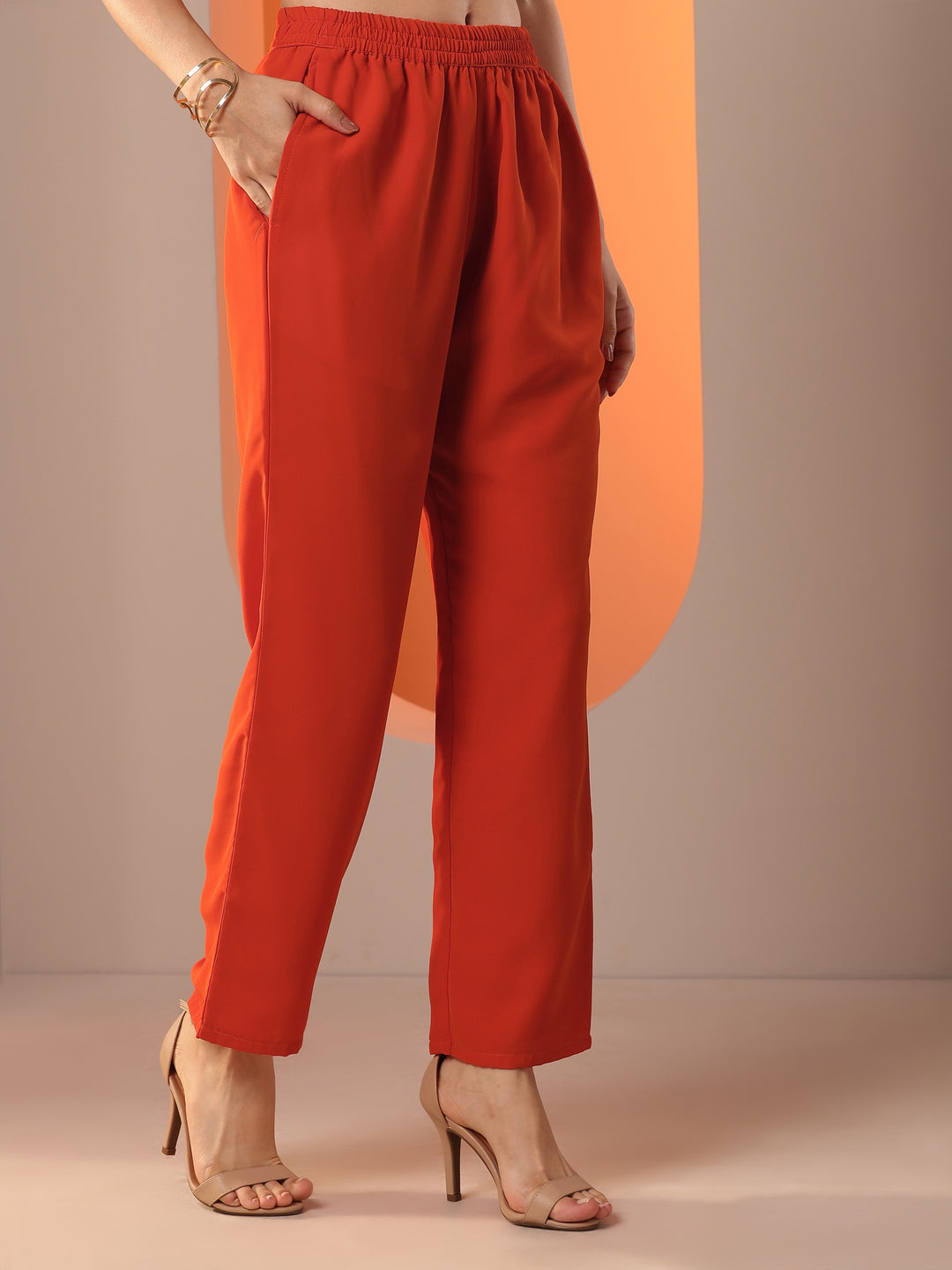  Orange Embellished Georgette Straight Suit Set With Dupatta 