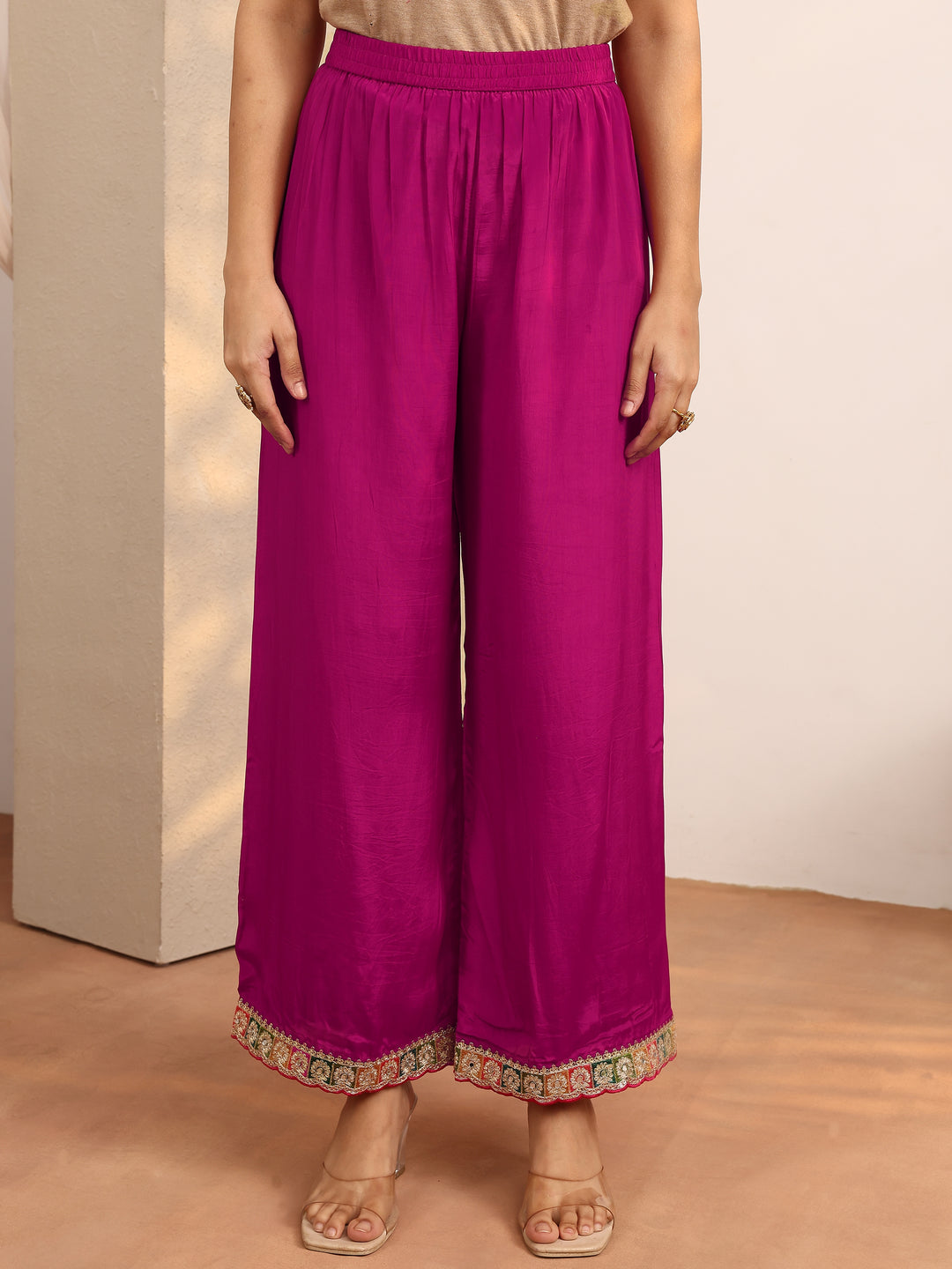  Libas Art Pink Embroidered Crepe Anarkali Suit Set With Dupatta 