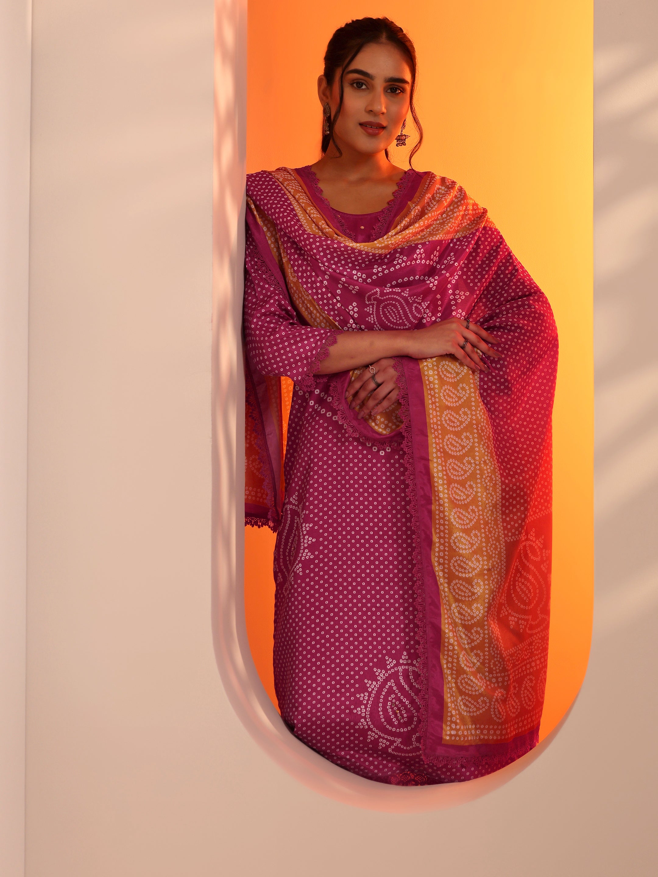 libas Pink Printed Chinon Straight Suit Set With Dupatta-picture-27