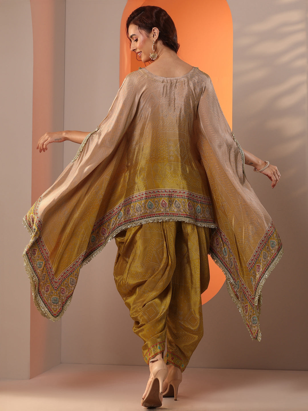  Mustard Embellished Crepe Co-Ord Sets 