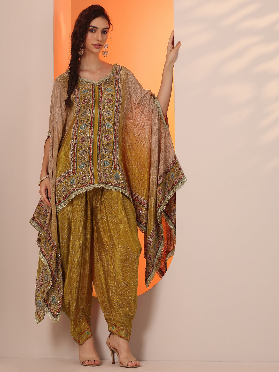  Mustard Embellished Crepe Co-Ord Sets 