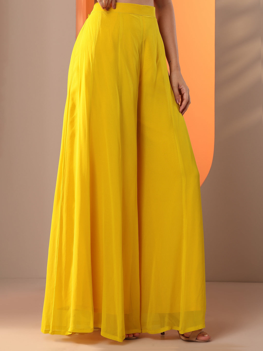  Yellow Embellished Georgette Straight Suit Set With Dupatta 