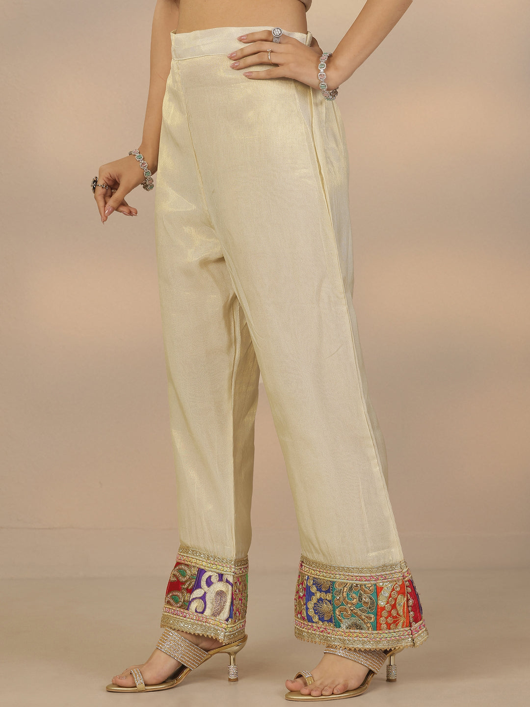  Libas Art Off White Woven Design Organza Straight Suit Set With Dupatta 