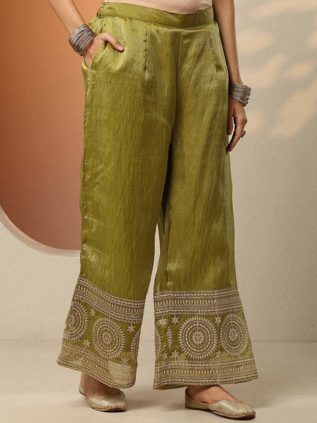  Libas Art Mustard Embroidered Chinon Straight Suit Set With Dupatta 