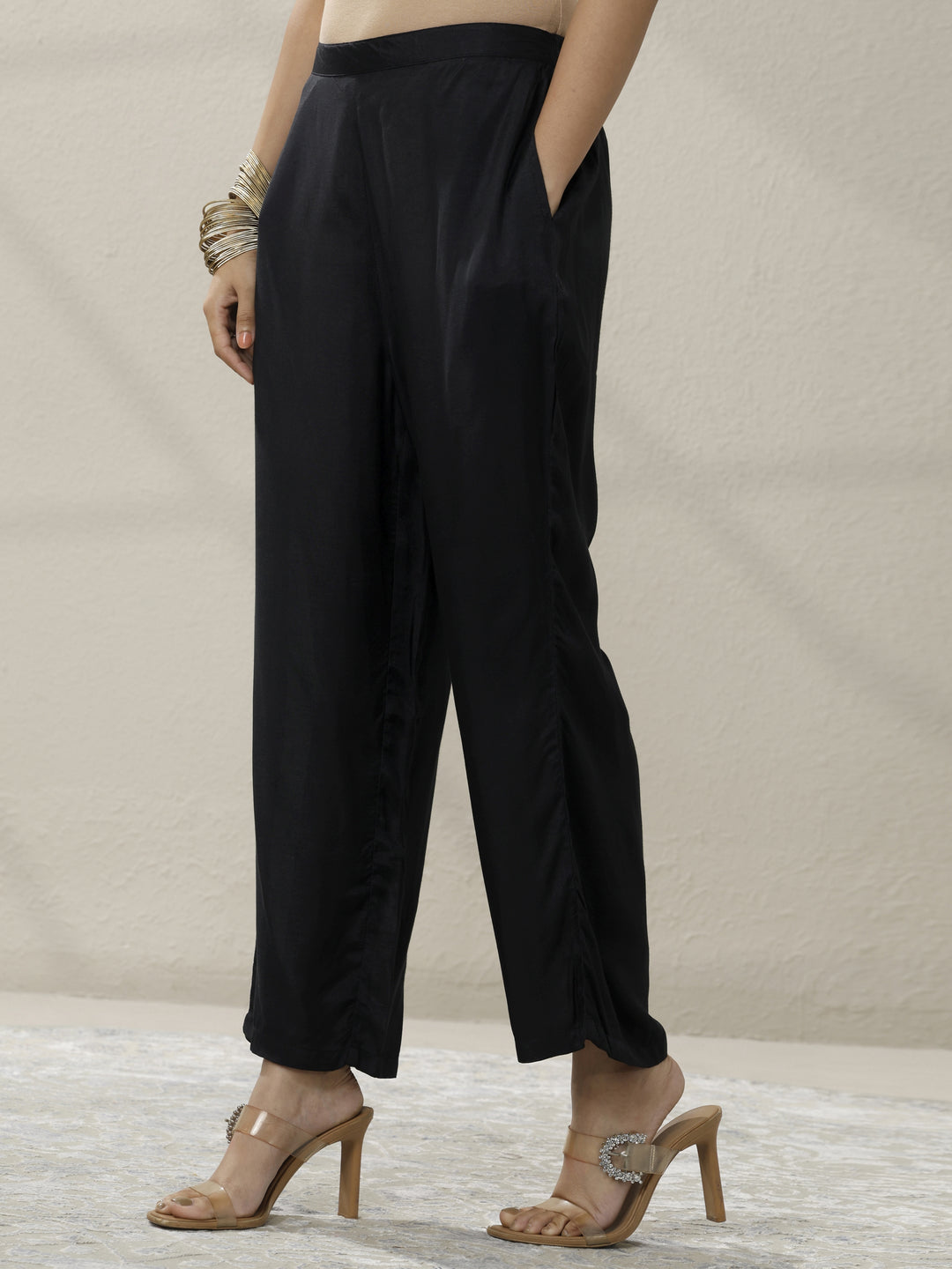  Black Printed Chinon Straight Suit Set With Dupatta 