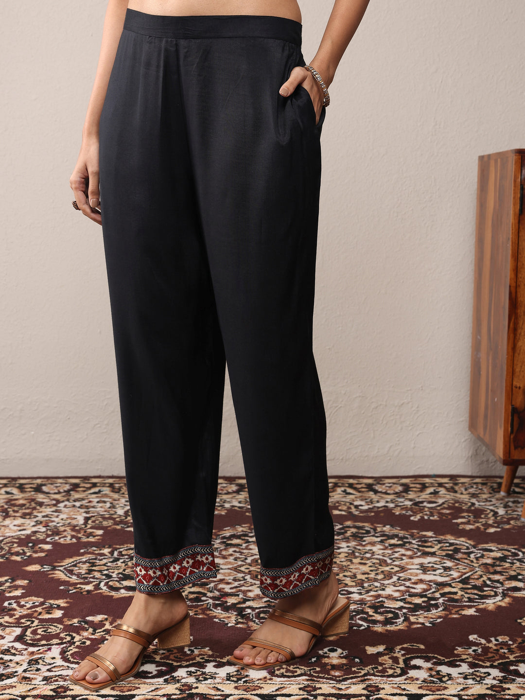  Rust Printed Silk Blend Straight Suit Set With Dupatta 