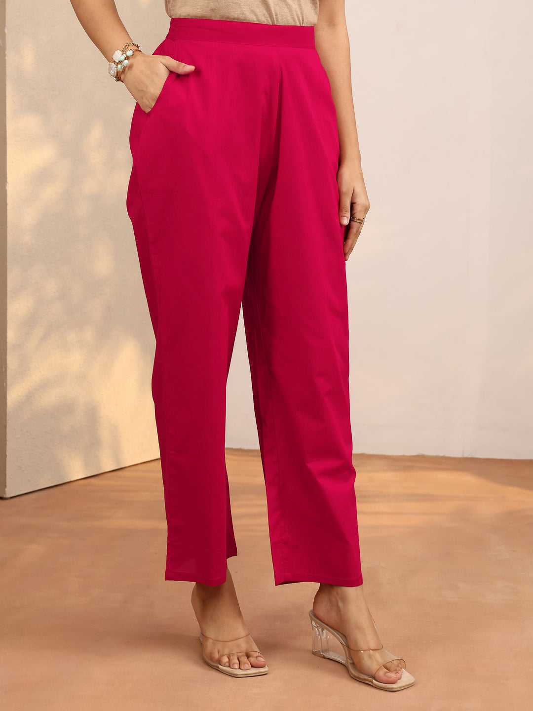  Pink Embroidered Silk Blend Straight Suit Set With Dupatta 